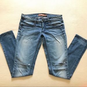 Frankie B. Distressed Blue Skinny Jeans sz 25